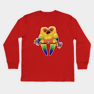 Sun Conure Heart Kids Long Sleeve T-Shirt